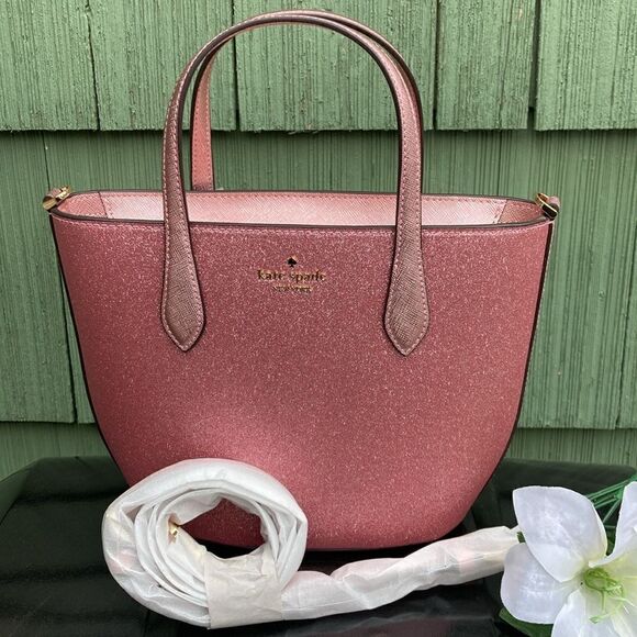 KATE SPADE ♠️ Pink Glimmer Satchel Crossbody Bag Purse Tote - Picture 7 of 14